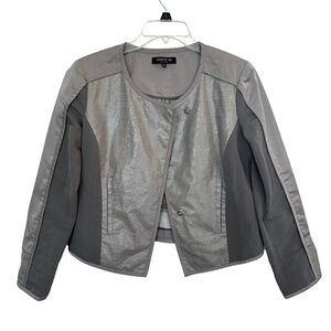 Lafayette 148 New York Size 6 Linen Blend Gray Pockets Faux Snake Print Jacket